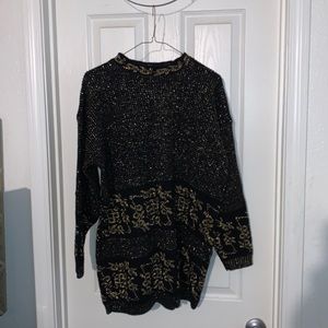 GFC New York sweater black with gold metallic trim